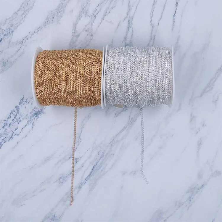 Wholesale Yiwu Jewelry Finding Supplier Iron Aluminum Golden Nickle Color Bag Chain Accessories Roll  Metal Chains