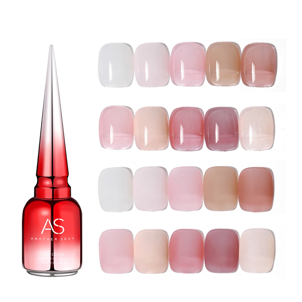 AS 10 Colors Pink Jelly Semi-transparent Nail Gel Polish Nude Milky Color Manicure Soak Off UV LED Nail Art Gel Varnish