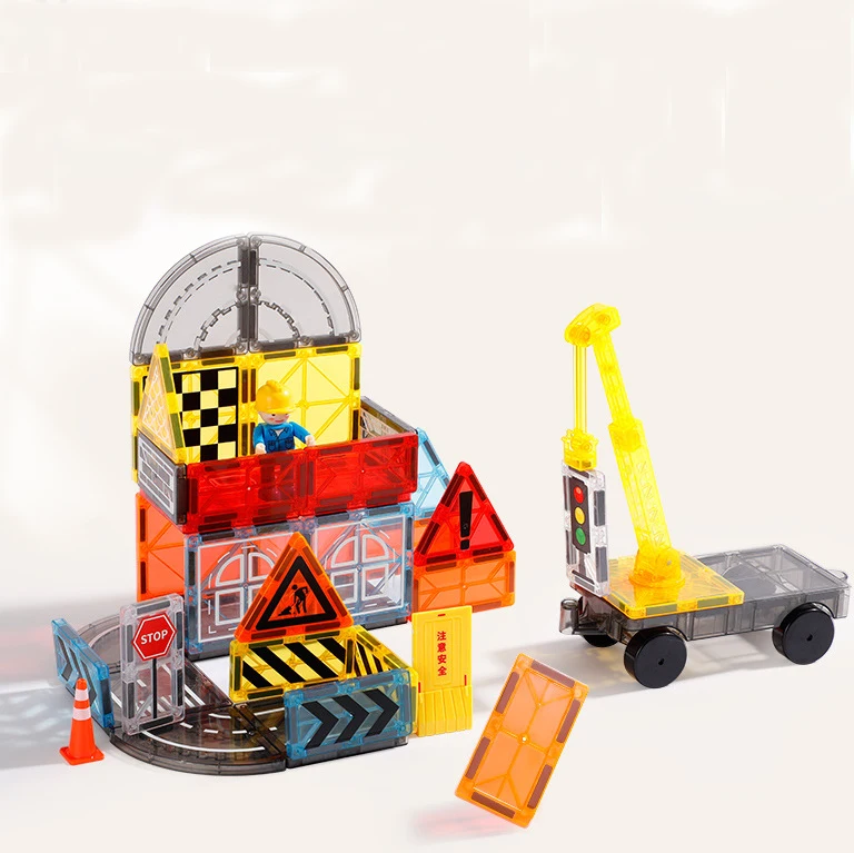 Qida 50 PCS Magnetic Construction Building Blocks Set crame Builder Road Set STEM Toys For Kids ASTM CPC