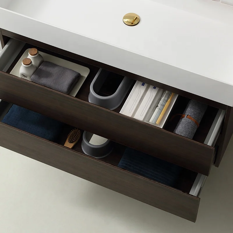 
36 in Italian design real solid wood modern floating bathroom vanity with sink 36 inch wall-mounted bathroom furniture 