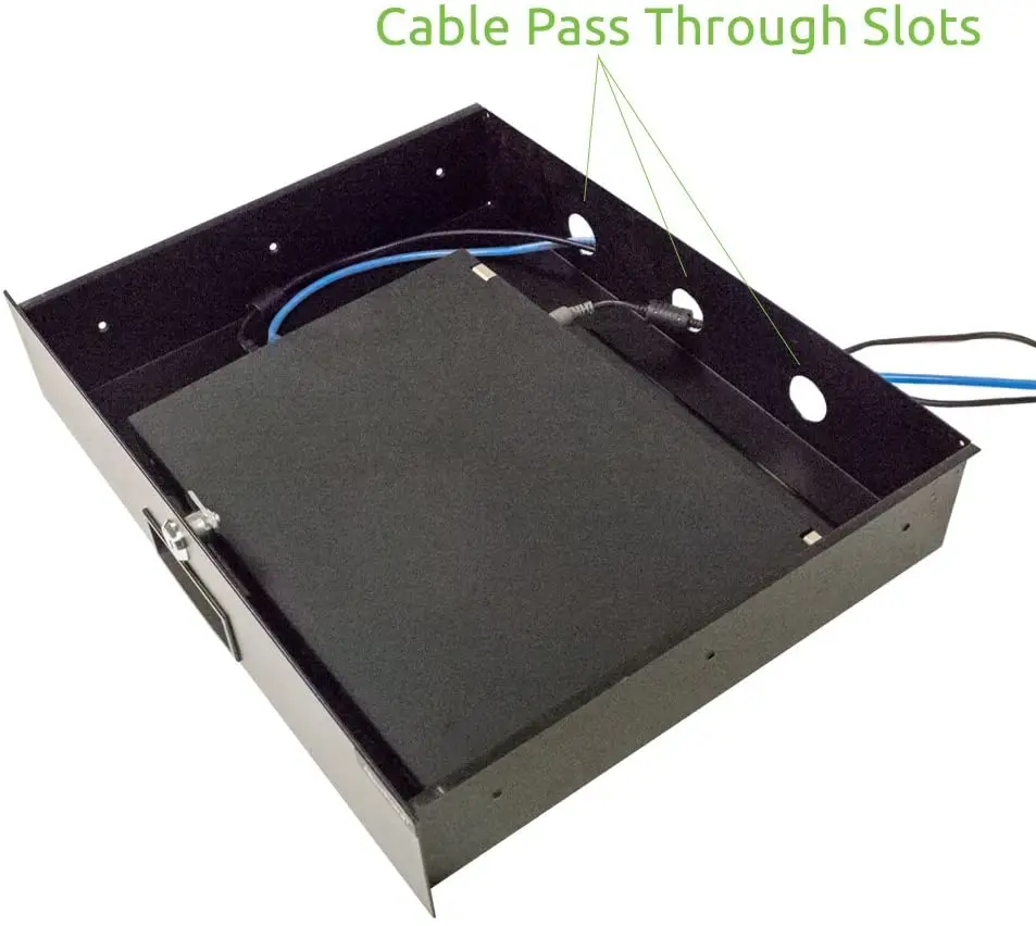 Rack Mount Drawer for 19-Inch Server Cabinet Case Or DJ with Lock and Key 1U Black