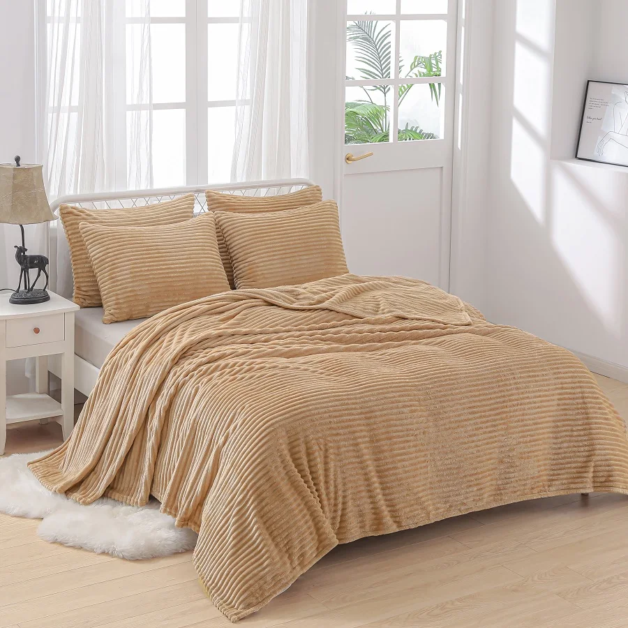 amazon Hot Sale bed set polyester mink blankets for winter flannel bed blanket microfiber throw blanket
