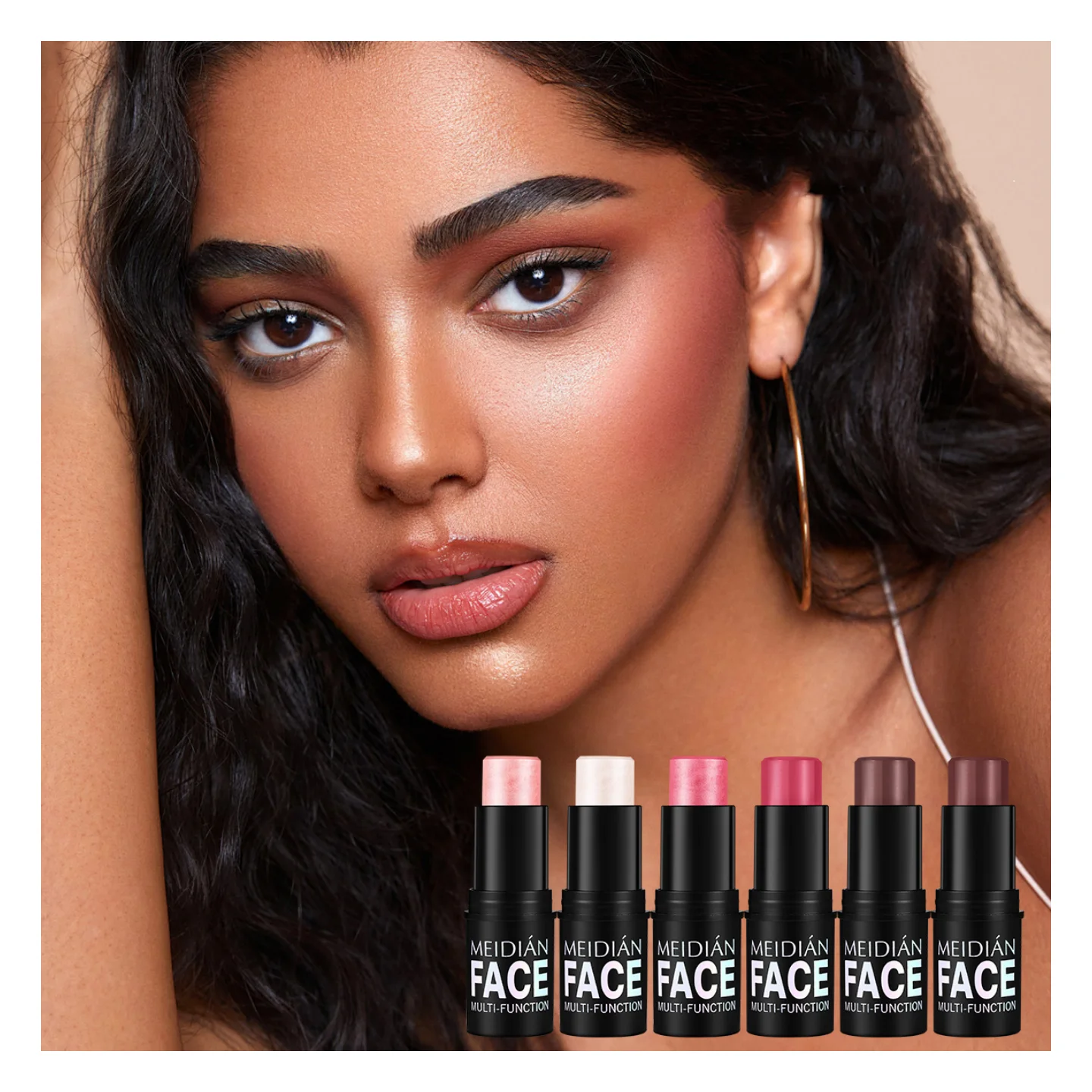 Wholesale cosmetic eyeshadow Makeup Blusher Moisturizing long lasting 6 colors cheek lip blush stick for lady face women beauty