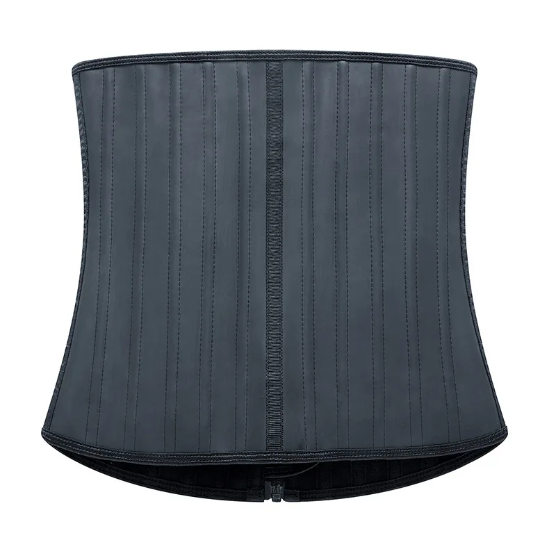 Waist Trainer Corset Belly Slim Belt Zipper Design Body Shaper Modeling Strap Waist Cincher 29 Steel Bones Latex Black Women