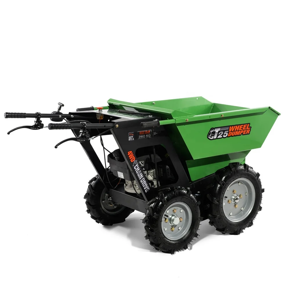 250KG Loading Capacity 5.5hp Petrol Motor Powered 4x4 Mini Wheel Barrow Garden for Fruit Ranch