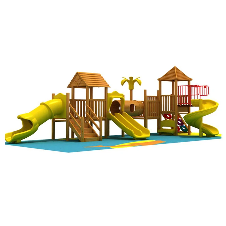 Popular Amusement Park Children Outdoor Wooden Playground Equipment with Slide for Sale