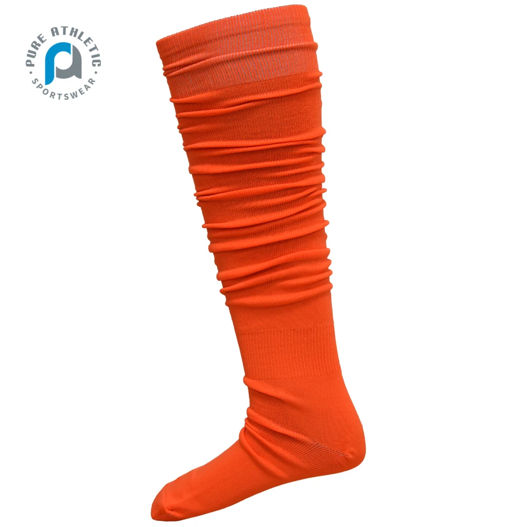 PURE  Custom Scrunch Football Socks Extra Long Padded Knee High Socks Youth Adult Non Slip Athletic Badminton Socks Custom Logo