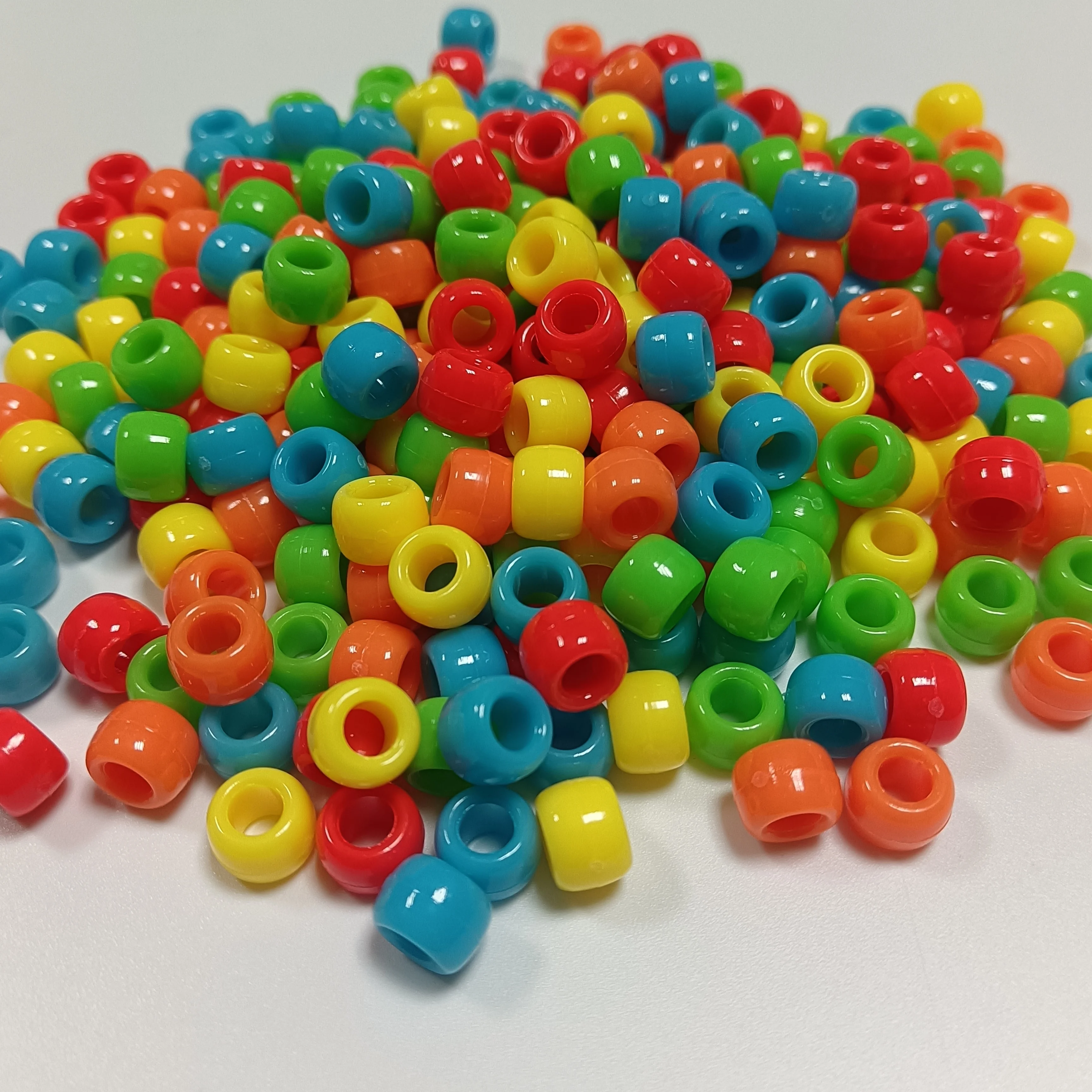 Big Value  Pony Beads - Plastic - Opaque Neon Colors - 9mm - 1000 pc