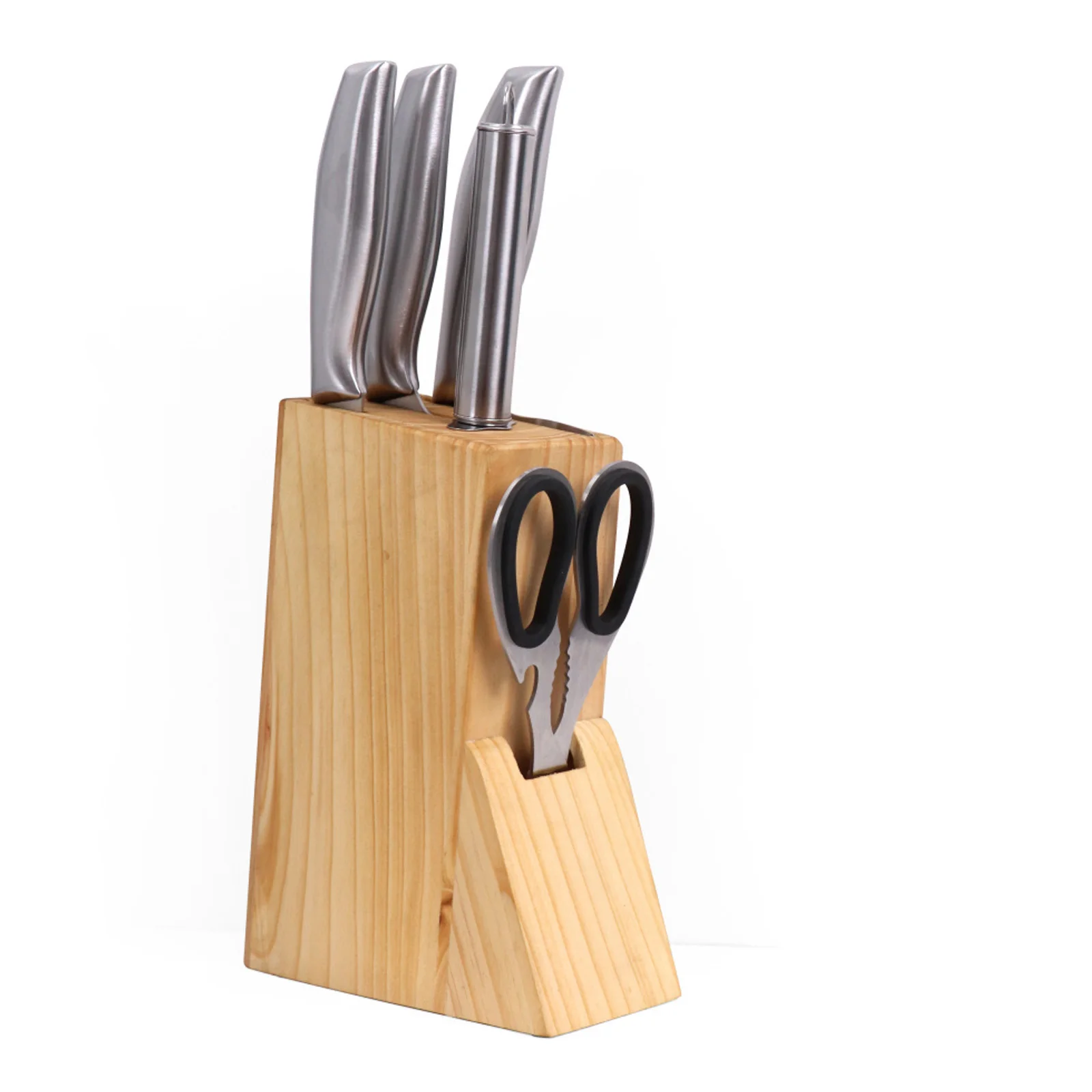 5pcs Knife Holder And Scissors Wooden Knife Block Set Kitchen Knife Set For Gift Box