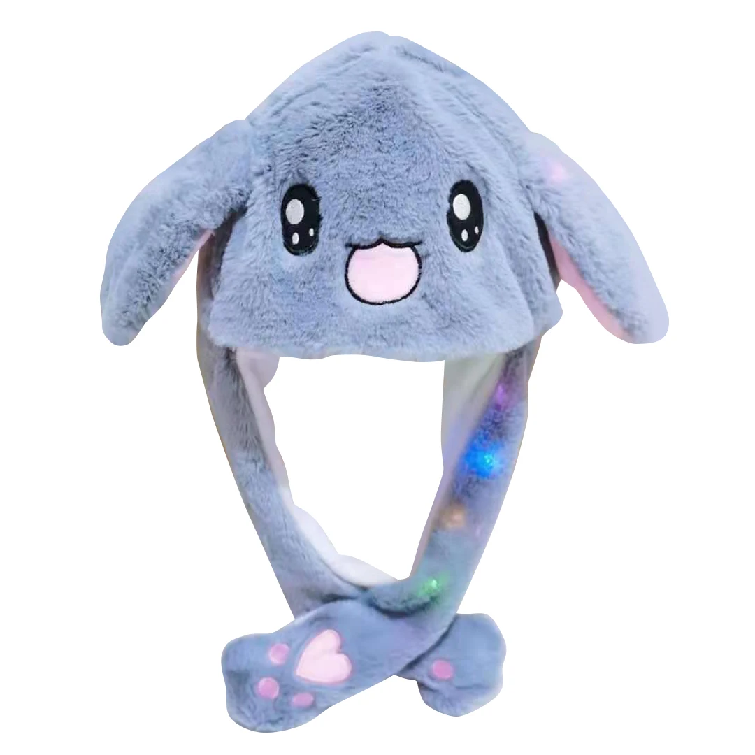 Customizable Glow fun imitation animal fur glow warm hat cold weather moving ears plush hat