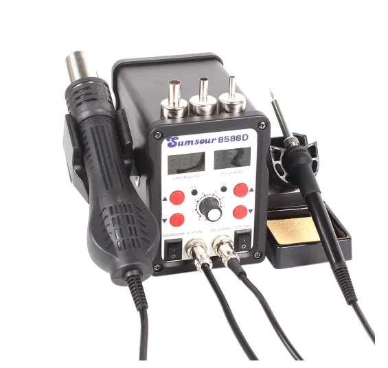 New SMD Solder Station Soldering Iron Hot Air Het Gun 8586D 2in1 110V / 220V ESD BGA Rework Welder Desoldering Repair with Tools