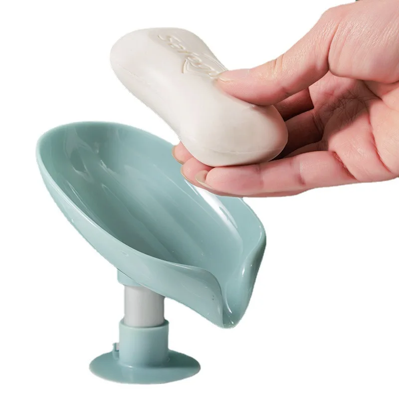 OEM Shower Bathroom Tub Kitchen Sink Plastic Tray Holder Self Draining Soap Dish Leaf Shape Bar Soap Holder