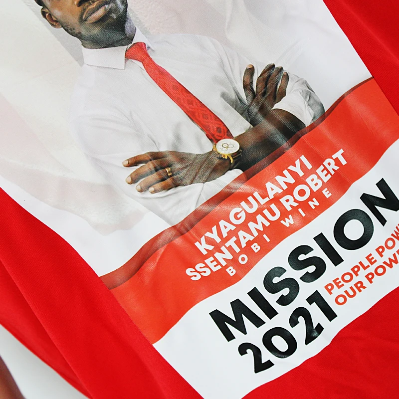 custom logo plain 120 grams polyester quick dry Uganda president election t shirt