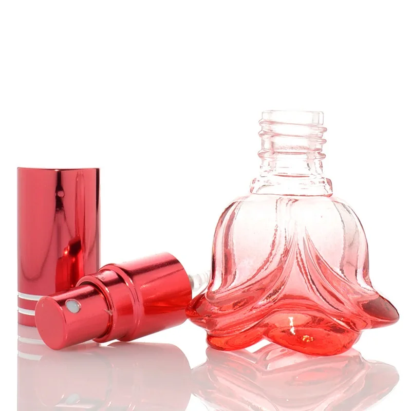 Wholesale Fancy Rose Flower Shaped Gradient Color 6mL Glass Perfume Spray Bottle