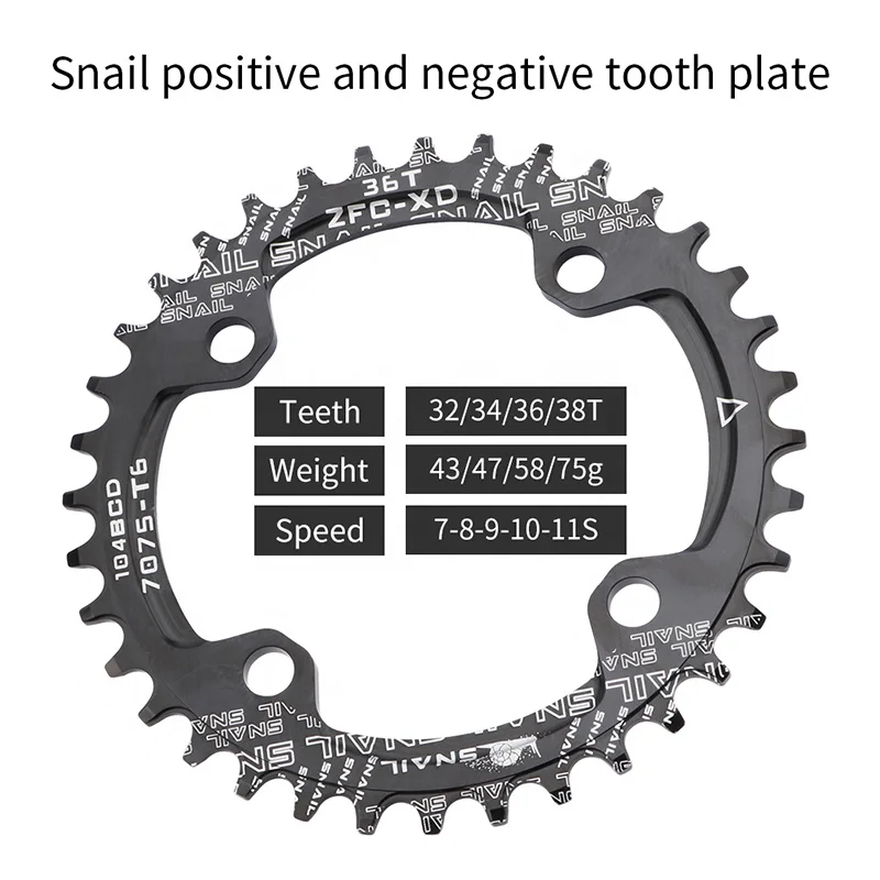JIANKUN Mountain Bicycle Crankset 104BCD Single Chain ring 32T/34T/36T/38T Sprocket With Bottom Bracket Aluminum Alloy MTB Crank