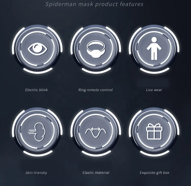 spiderman-mask Electronic Cosplay ring remote control spiderman mask with moving eyes spiderman mask with moving eyes