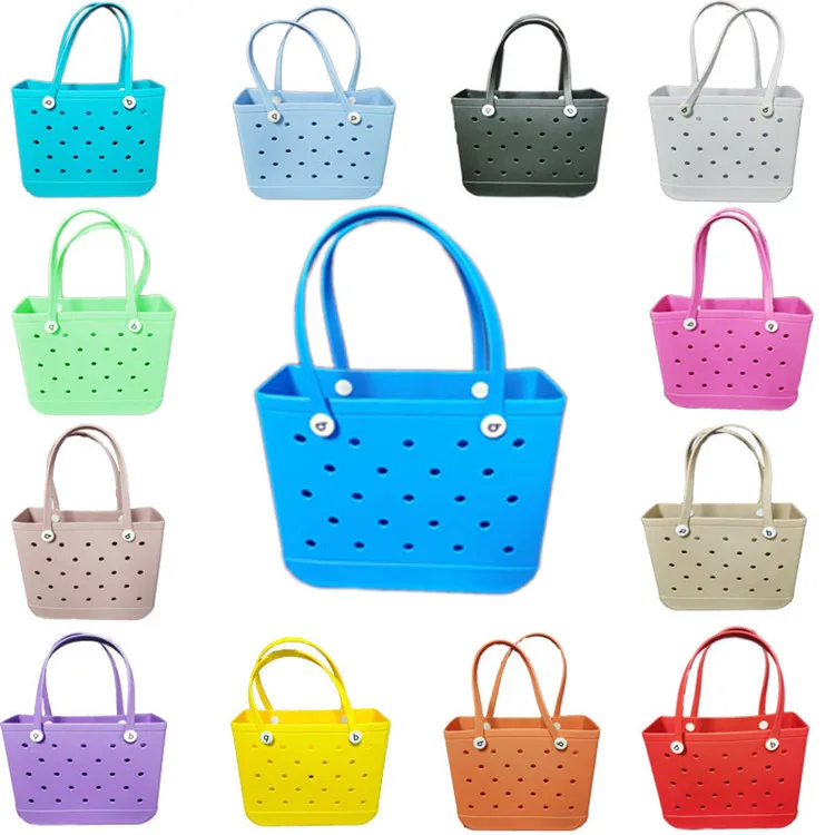 Hot sale Waterproof Woman EVA Tote Large Shopping Basket Bags Beach Silicone Bogg Bag