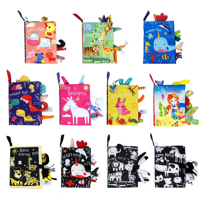 hot selling baby first book baby black and white soft cloth book baby sensory toy