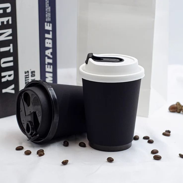 Printed Logo recyclable 16 20 22oz double wall paper cup for hot drinks custom disposable printed paper coffee cup with lids