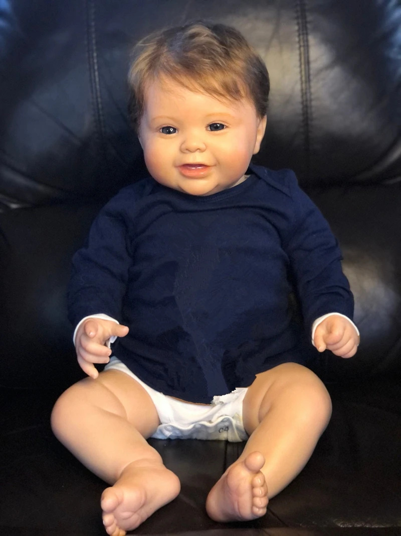 NPK 60CM Finished Doll Awake Boy As Picture Reborn Baby Hand Paint Doll with Genesis Paint High Quality 3D Skin Doll