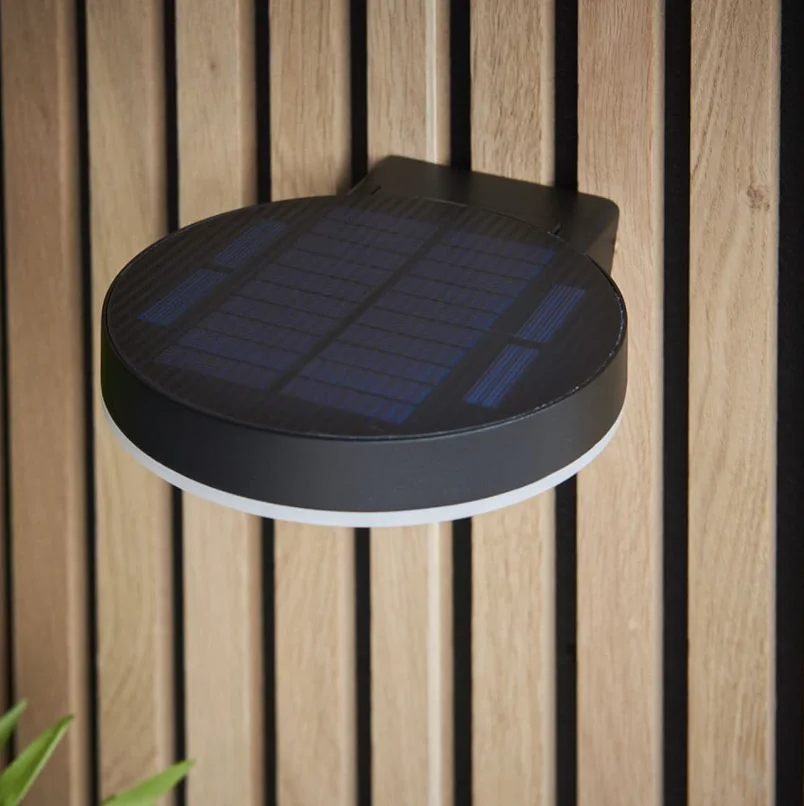 Decorative aluminum waterproof motion sensor round pc shade outdoor fence wall lights solar garden