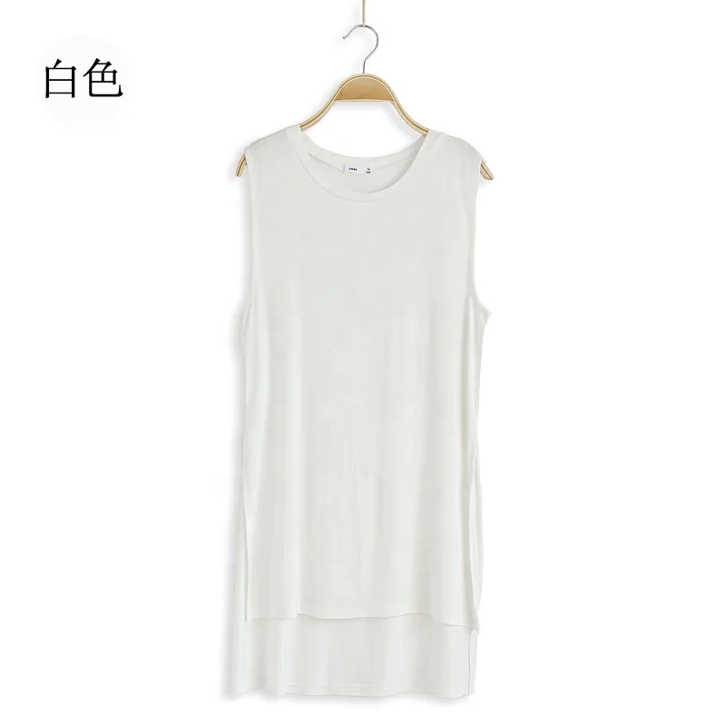 Оптовая продажа, свободная тренировочная футболка для танцев, женские длинные модельные Топы И Футболки без рукавов