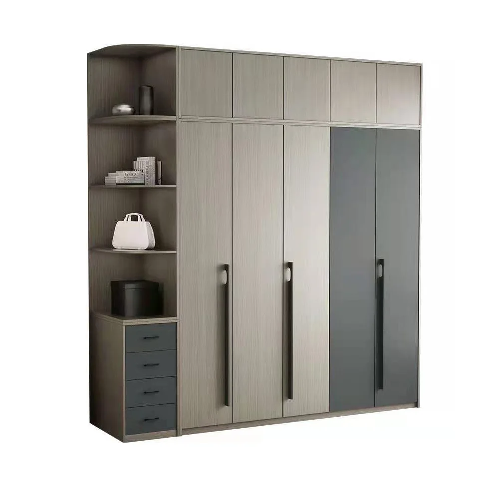 Free design Furniture high quality custom made 5 doors plywood wooden wardrobe storage cabinet closet modern bedroom wardrobes