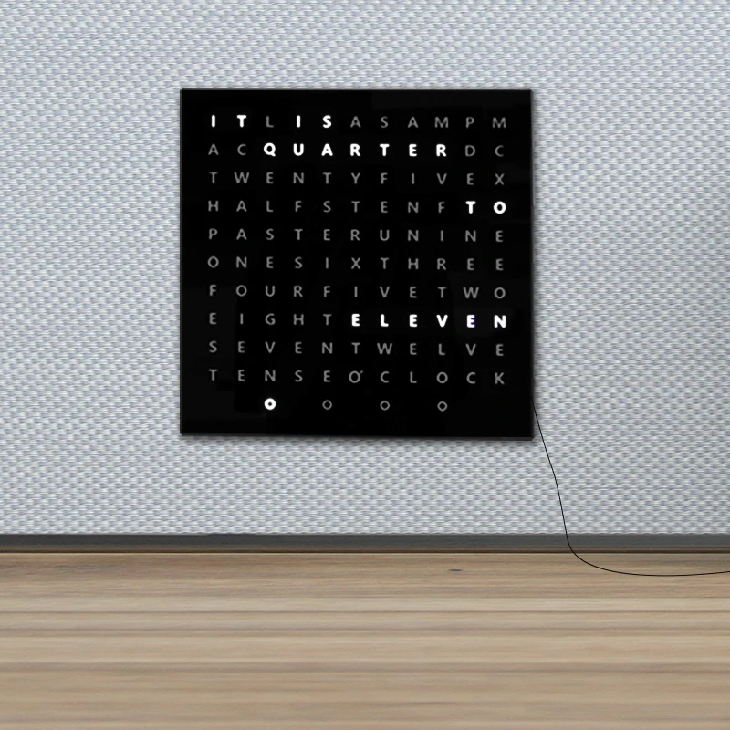 CHEETIE CP37 Home Decor Decorative Wall Clock 5V Tell Time with Words French German English 28*28*3CM