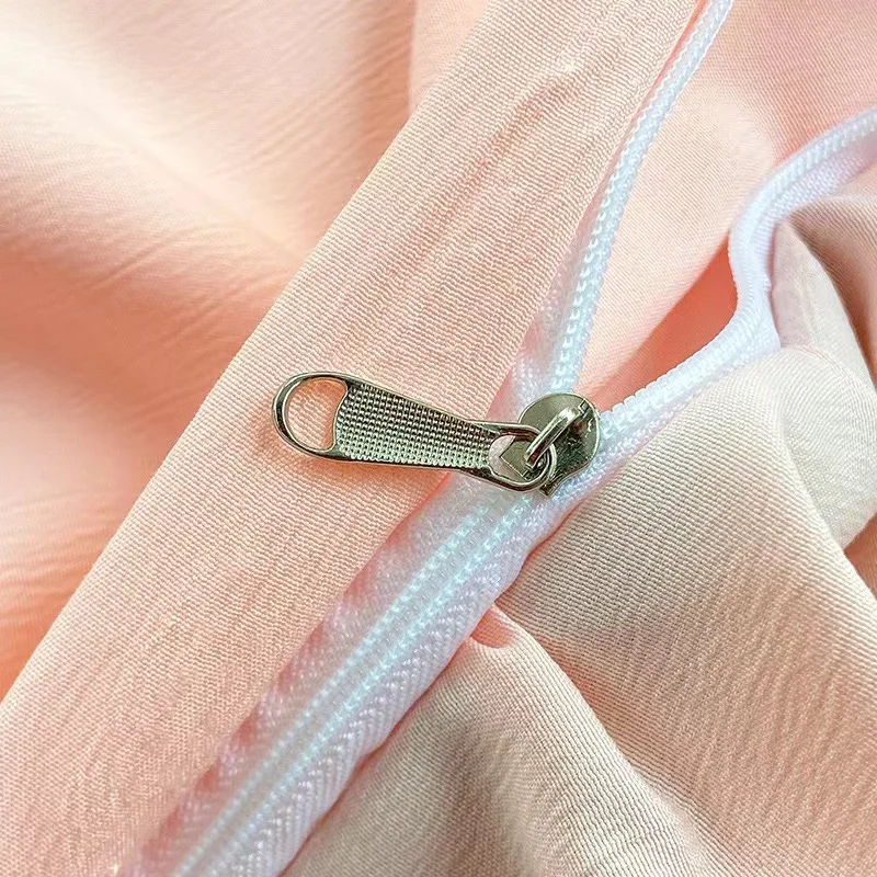 Cotton and linen four-piece set simple solid color washable quilt set bed linen