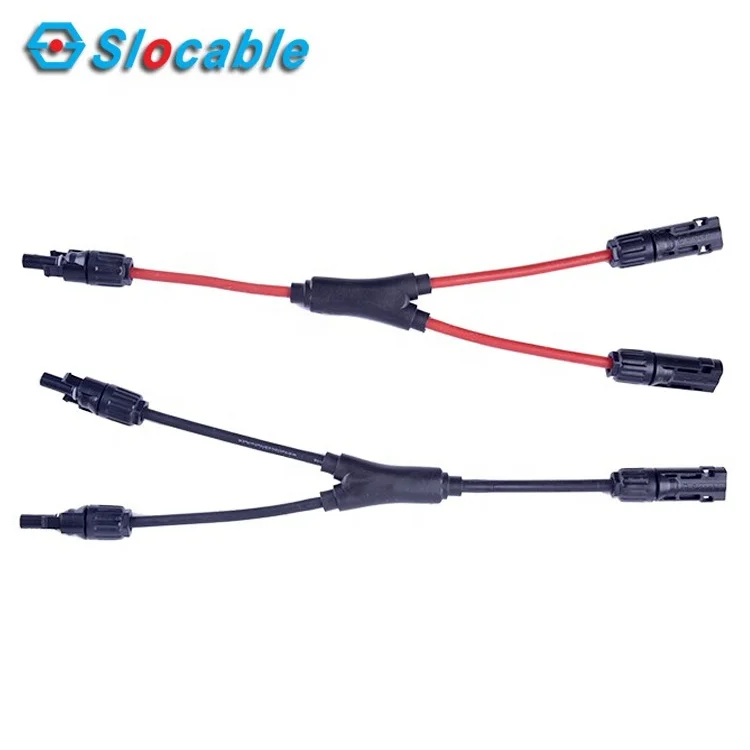Slocable Branch Cable 6mm2 Solar Cable Main Line 10cm and 4mm2 Branch Line 10cm Solar Wire with Solid Copper Connector