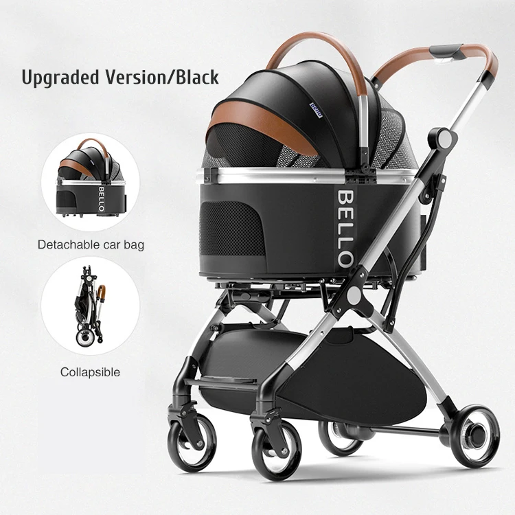 2024 Pet Stroller Cat Dog Stroller With Storage Basket Foldable Lightweight Dog Carrier