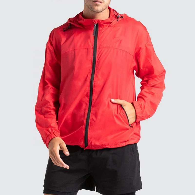 OEM Wholesale Custom Summer Lightweight Waterproof Jackets Running Hooded Windbreaker Jacket For Men