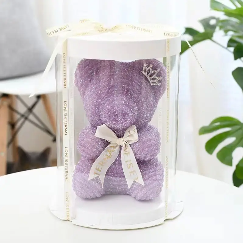 Hot Sale Diamond Studded Rose Teddy Bear Shiny Lovely Boxed Gift Wholesale Price Valentines Diamond Bear