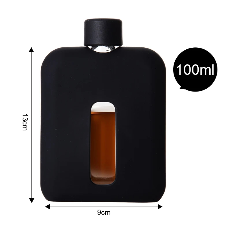 Modern Glass Hip Flask Glass Flask Bottle with Caps for Liquor & Spirits Durable Liquor Glass Flask with Cork Lids