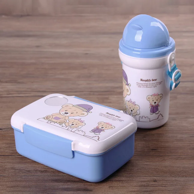 Оптовая продажа экологичный детский Ланч-бокс с бутылкой для воды производитель девочек и мальчиков