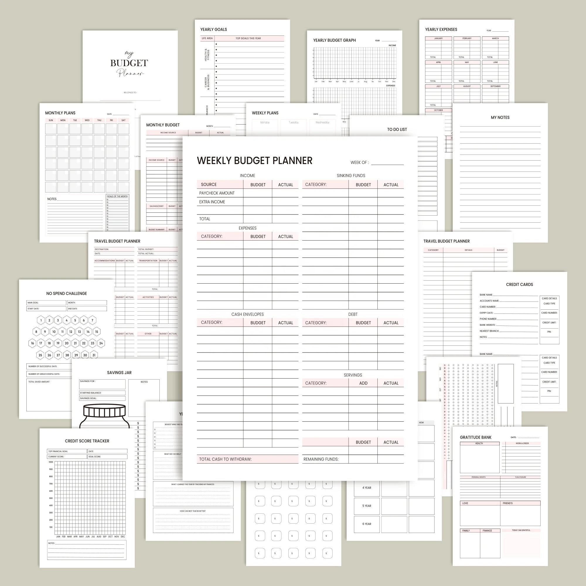 Small Batch Custom 2025 2026 Spiral Notebooks Inspirational Expense Tracker Undated Financial Budget Planner With Cash Envelopes