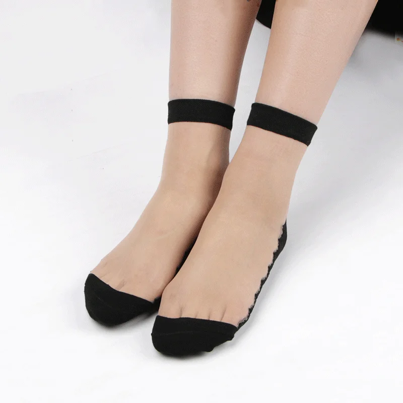 2024 Simple socks Made in China low MOQ new design women summer ankle lace socks sheer large size girl socks