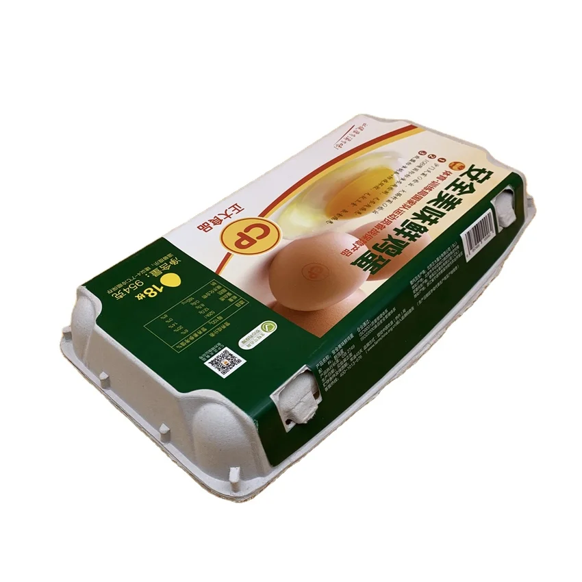 High Quality 18 Holes Egg Clamshell Mold Recycle Egg Tray with sticker