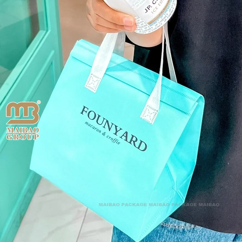 Carrier Shopping Thermal Custom Logo Printed Bottom Factory Cheap Low Price Packaging Bags Non-woven Tote Packaging Cooler Bag