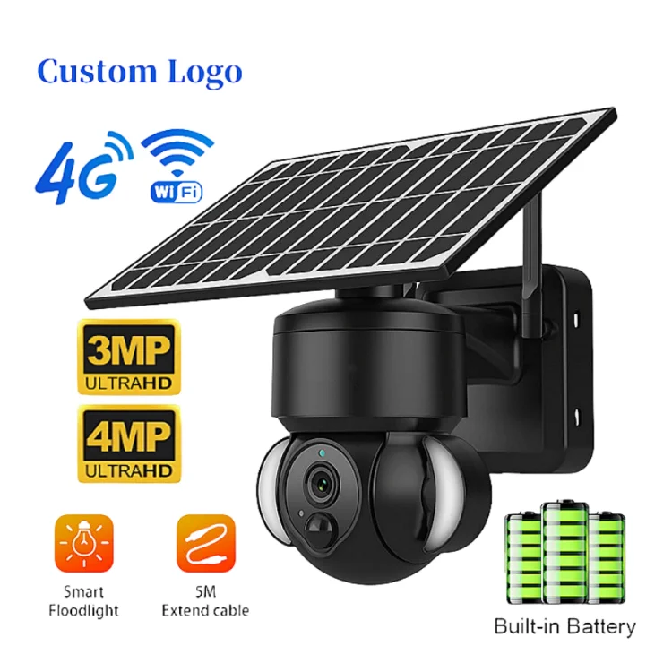 4G Sim Card Solar Panel Low Power Super HD Security System Surveillance Product Solar Battery PTZ Camera CCTV
