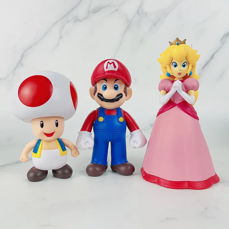 6pcs/set big Mario Figure doll, Cake topper Bowser PVC Action Figure, Movie mario bros figure toy 15cm