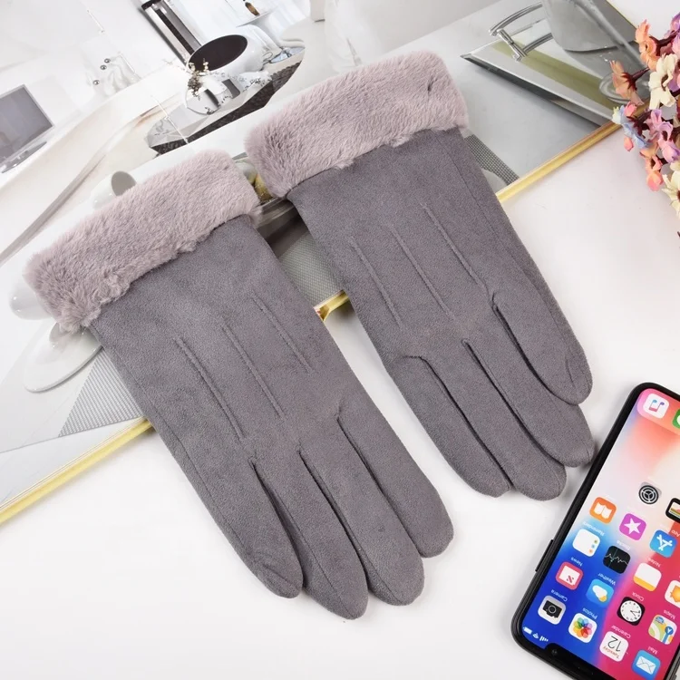 Suede gloves Three-Strand Design bike gloves cold weather gloves for lady