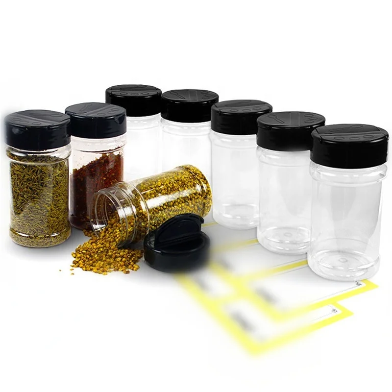 Sustainable Use Plastic Spice Jars Small Containers Plastic Mini Storage 6oz Condiment Bottles