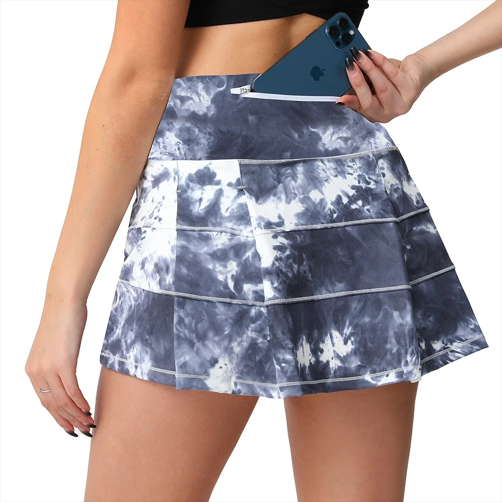 Юбка для йоги, фитнеса, спортивная короткая юбка, Женская плиссированная теннисная юбка с завышенной талией