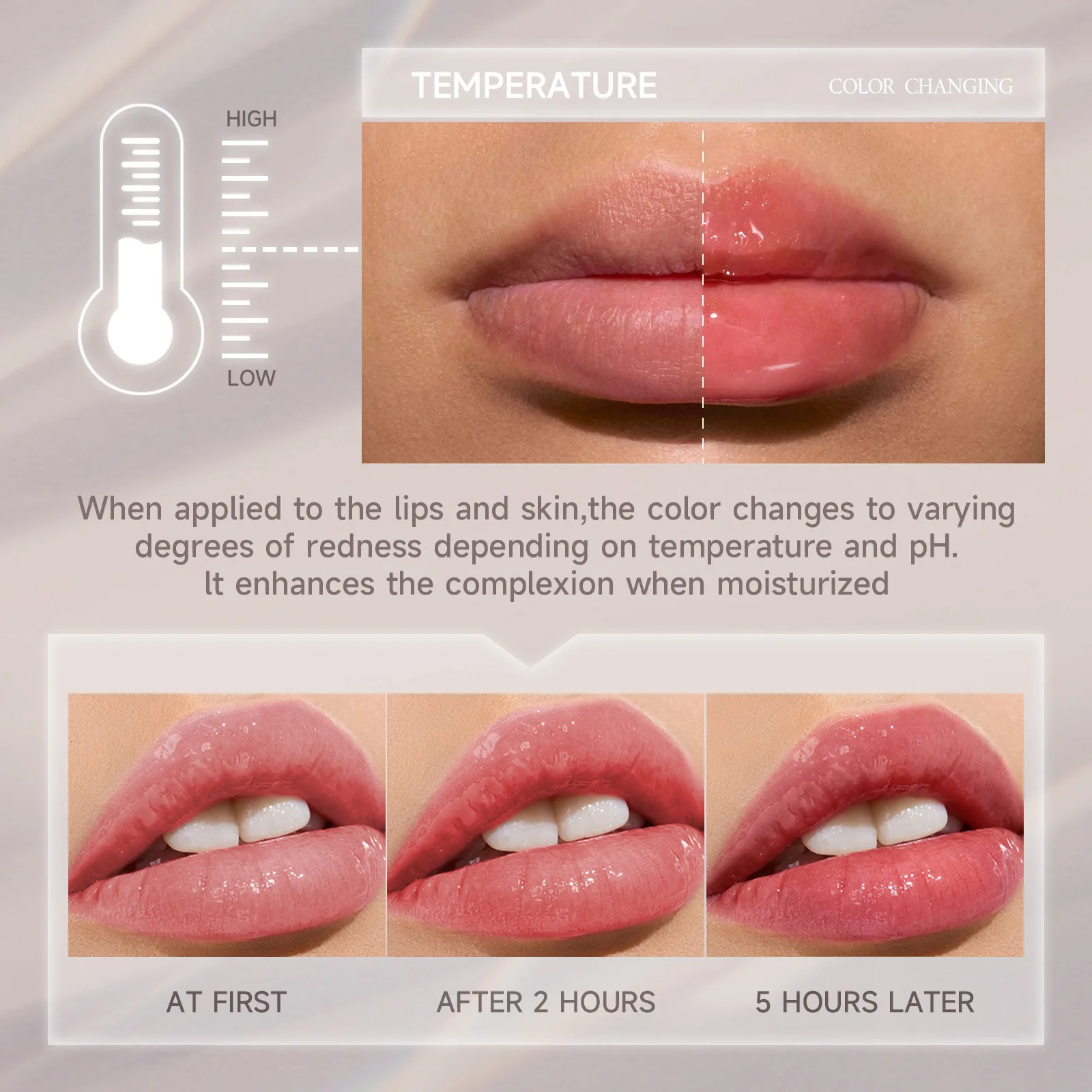 Temperature Color Changing Cream Blush Stick Easy To Apply High Pigment Multi-Use Shine Finish For Cheek & Lip Makeup Blusher