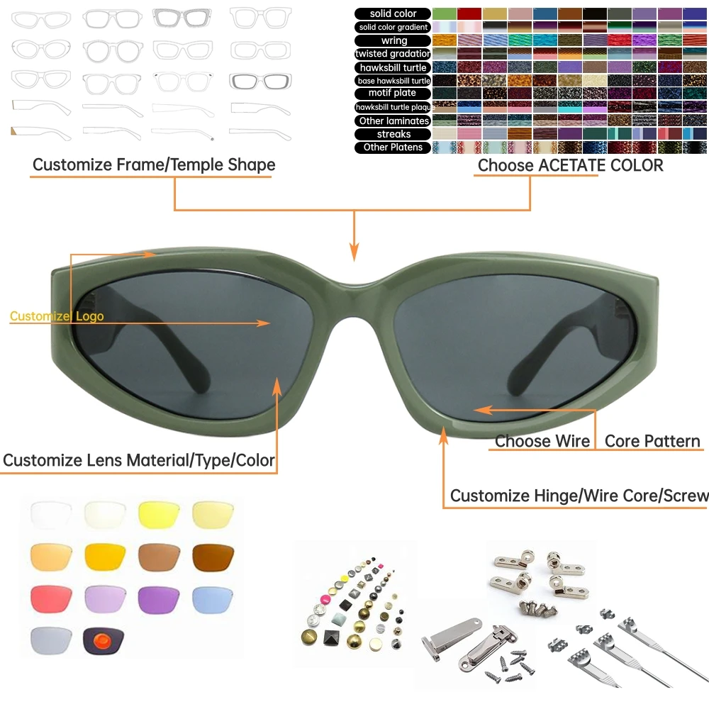 Super September Event Exclusive High-end eyewear Custom brand Fashion Sunglasses Manufacturers y2k Acetate Cat Eye Frame Women