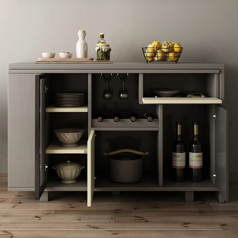 
Nordic creative retractable folding bar sideboard modern minimalist multi-function wine cabinet cupboard storage cabinet 