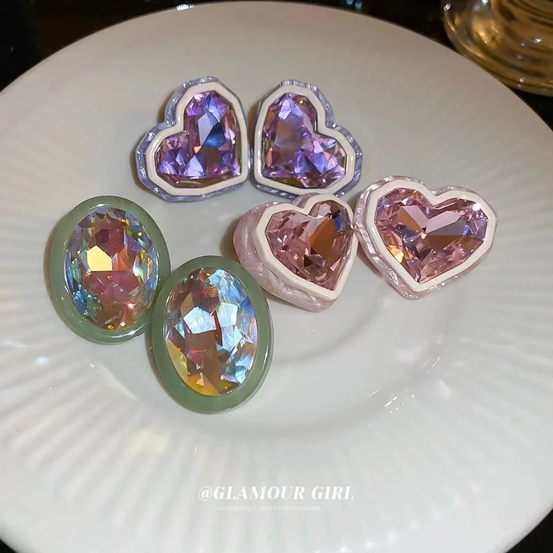 designer jewelry women trendy Cultivated diamonds big diamond stud crystal heart earring