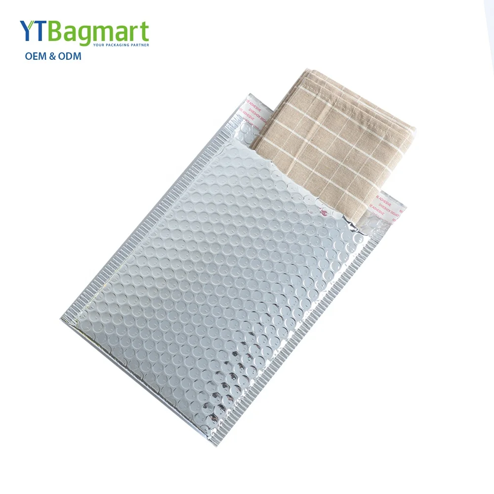 
Bubble Mailer Flyer Courier Bag Sliver Plastic Poly Bubble Adhesive Tape Courier Packaging Mailing Bag 