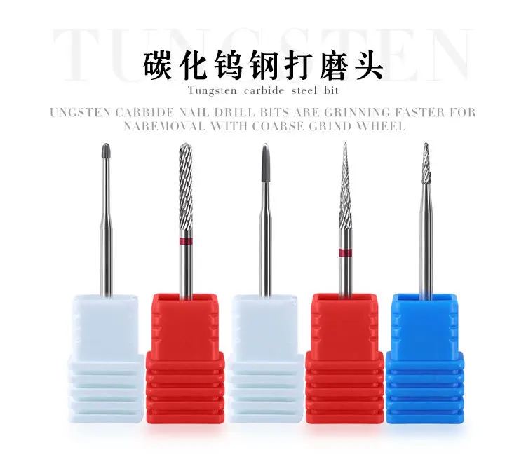 Safety Electric Manicure Cone Milling Fine C 5 In 1 Bit Set 3Xc 4Xc 5Xc Rainbow Cuticle Burr Tungsten Carbide Nail Drill Bits